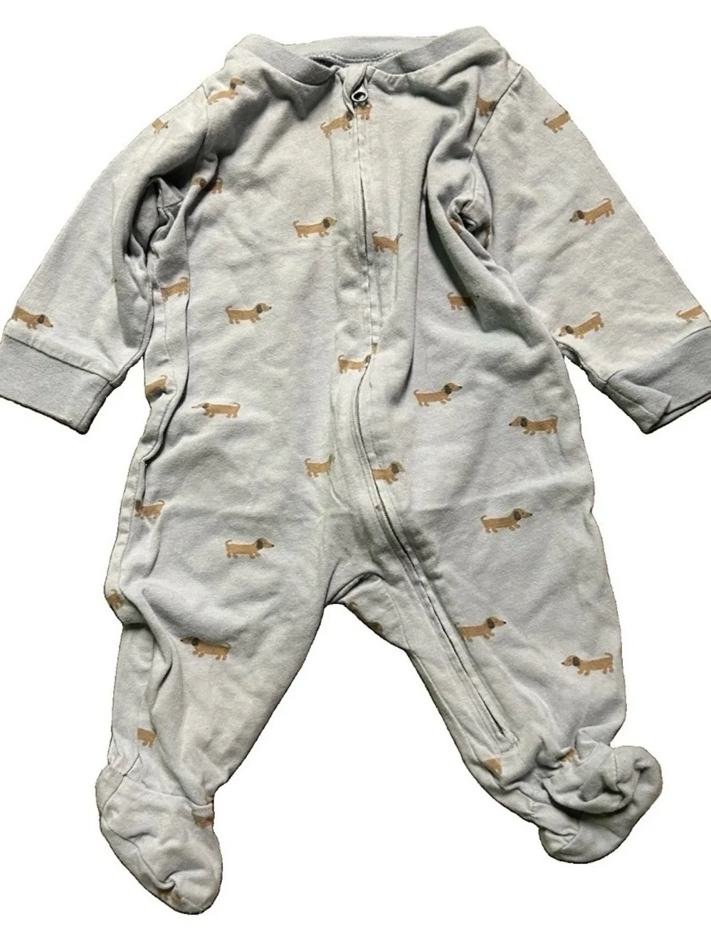 Baby Footie Pajamas Dogs Bears 2 Way Zipper Size 0-3 Months